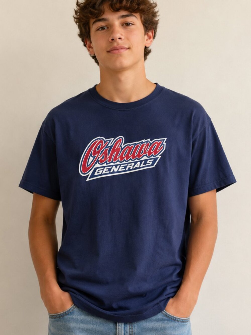Oshawa Generals Hockey T-Shirt Youth XL Navy Graphic Tee Bardown OHL